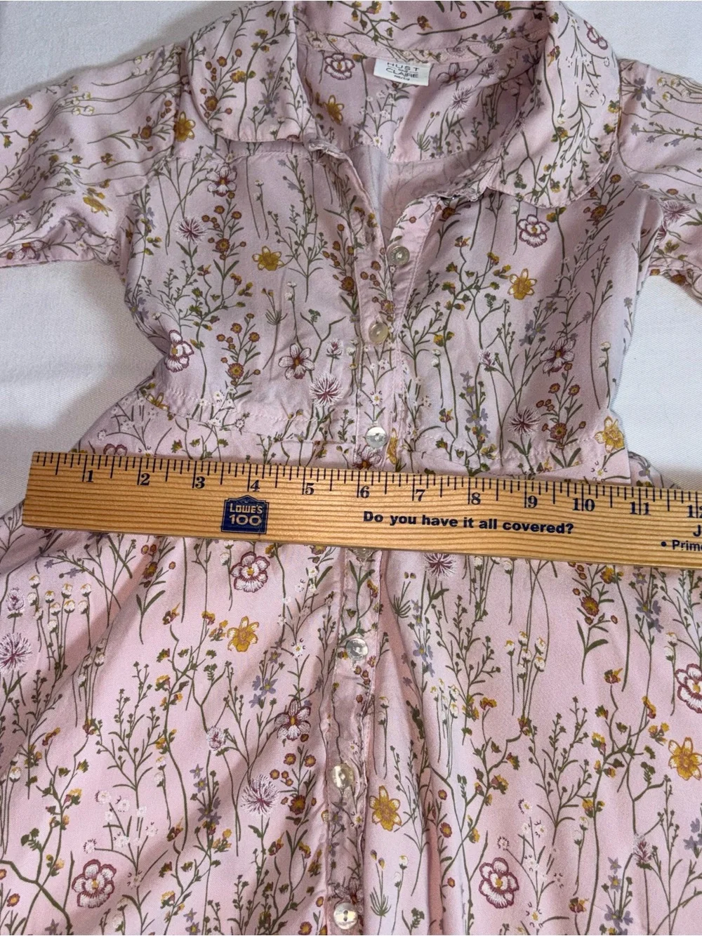 Hust and Claire Pink yellow Floral Button-Front long sleeve Dress age 5.